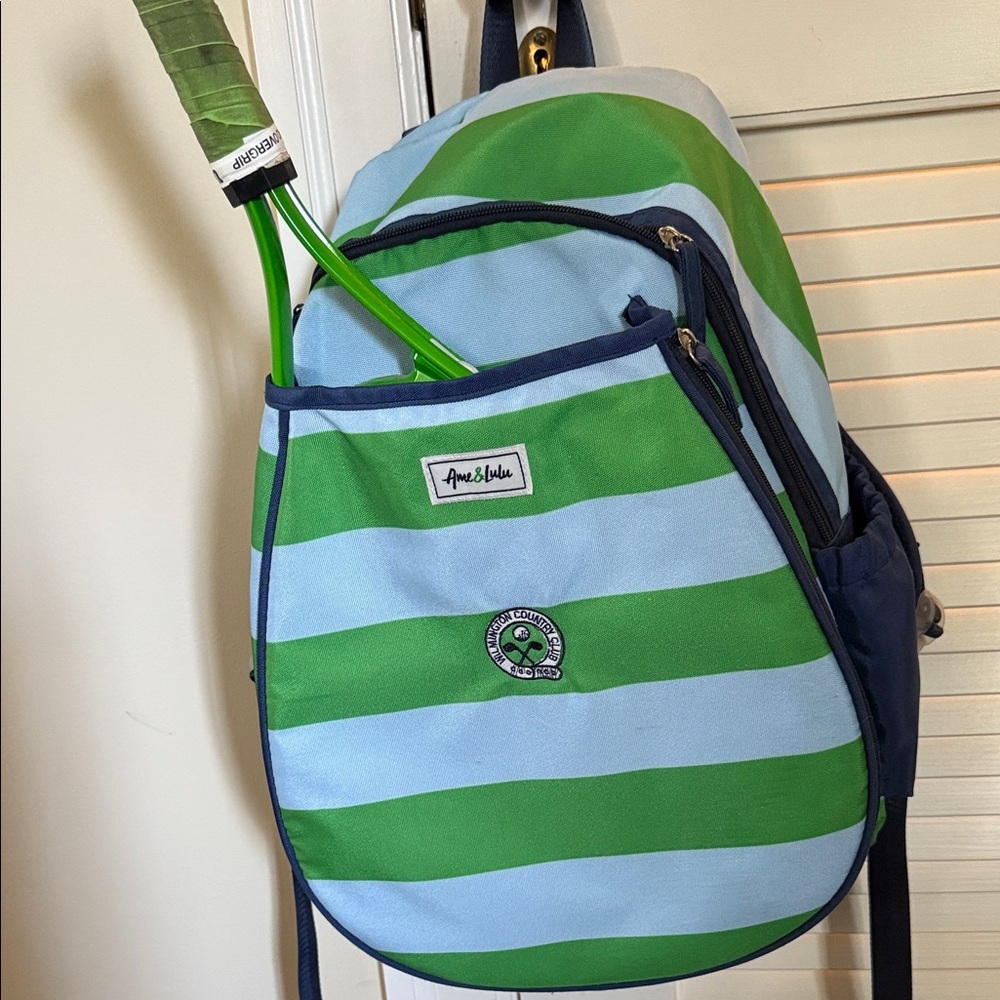 Amelia Blue Striped Kids Backpack - Green and Blue